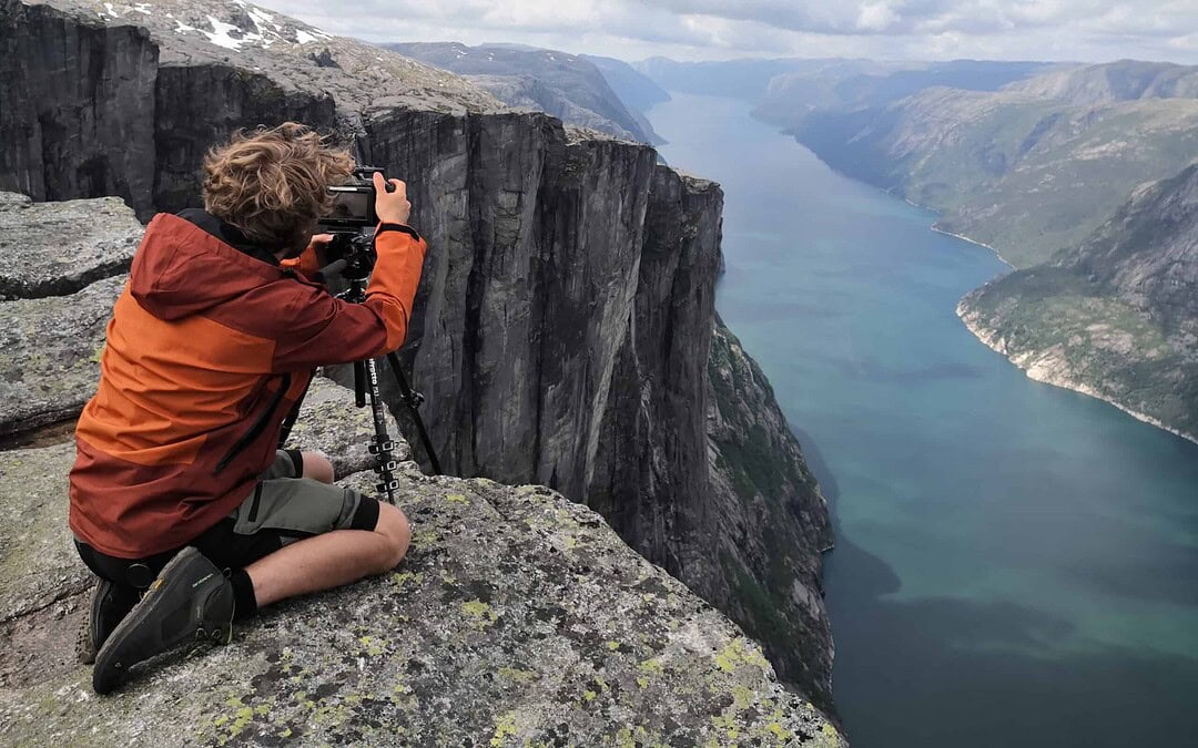 Breathtaking view of Lysefjord from Kjerag, best for hiking and adventure photography.